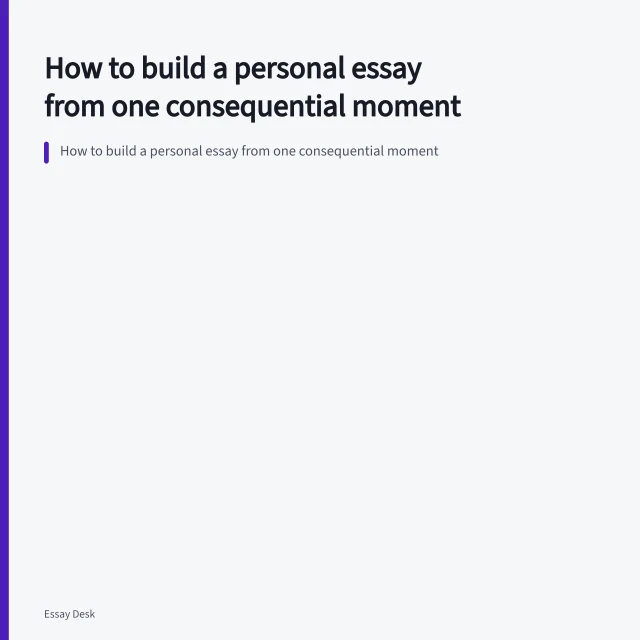 How to build a personal essay from one consequential moment. How to build a personal essay from one consequential moment