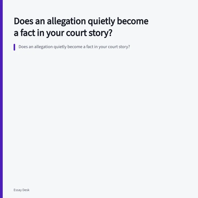 Does an allegation quietly become a fact in your court story?. Does an allegation quietly become a fact in your court story?
