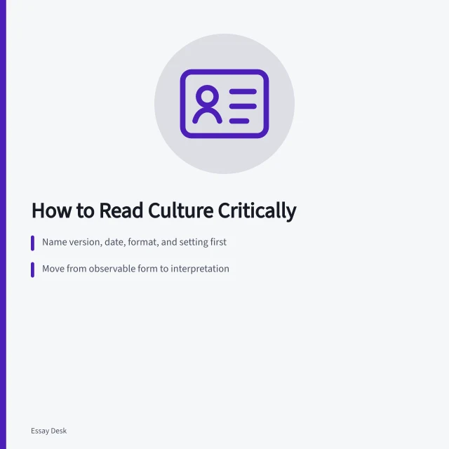 Guide to cultural criticism: object, context, interpretation, stakes. Cultural criticism guide: object, context, interpretation, and stakes