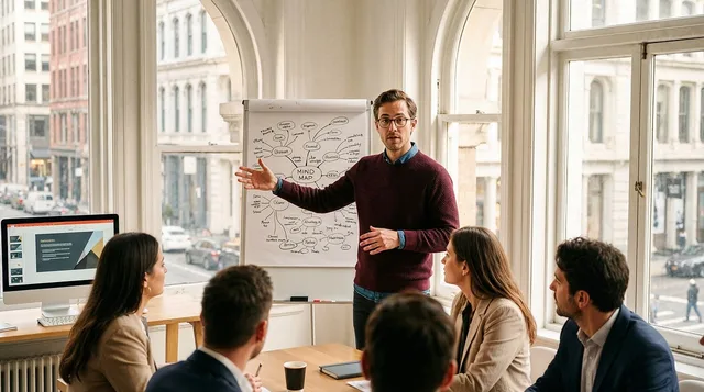 presentation, workshop, strategy, leadership, business, meeting, flipchart, planning, professional, office, brainstorming, teamwork, communication, diagram, explanation, startup, corporate, training, collaboration, career, ai generated. Definition, process, causal, and systems explanations compared