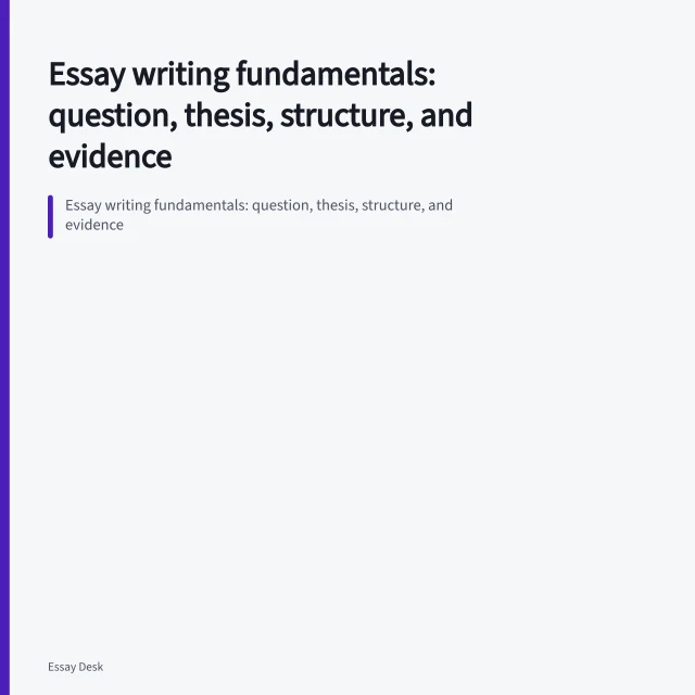 Essay writing fundamentals: question, thesis, structure, and evidence. Essay writing fundamentals: question, thesis, structure, and evidence
