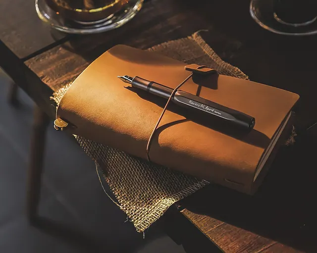 book, pen, notebook, diary, desk, writing, office, table, note, creative, brown book. Memoir, personal essay, diary, and autofiction compared