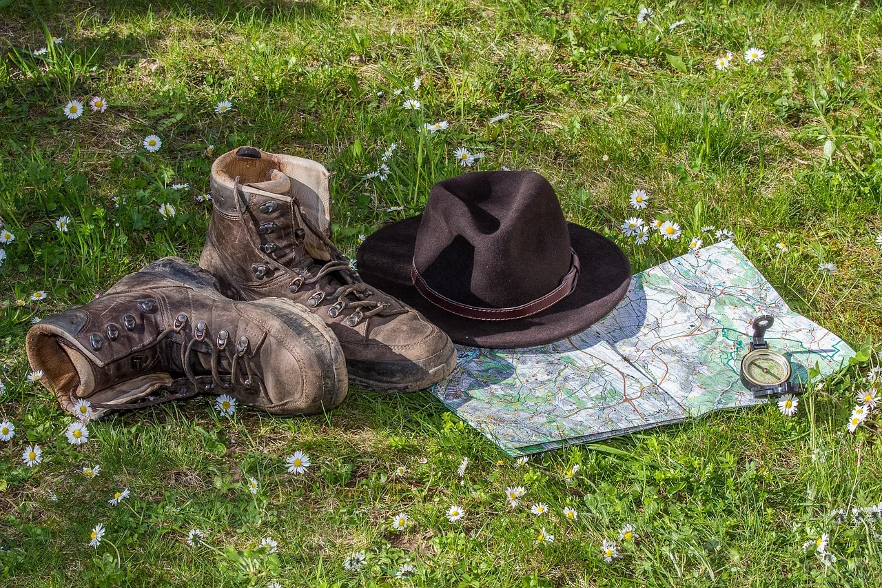 hike, map, orientation, walking boots, shoes, cap, travel, vacation, compass, outdoor, hike, orientation, walking boots, walking boots, walking boots, shoes, compass, compass, compass, compass, compass. Place-name, route, history, ecology, and respect checklist